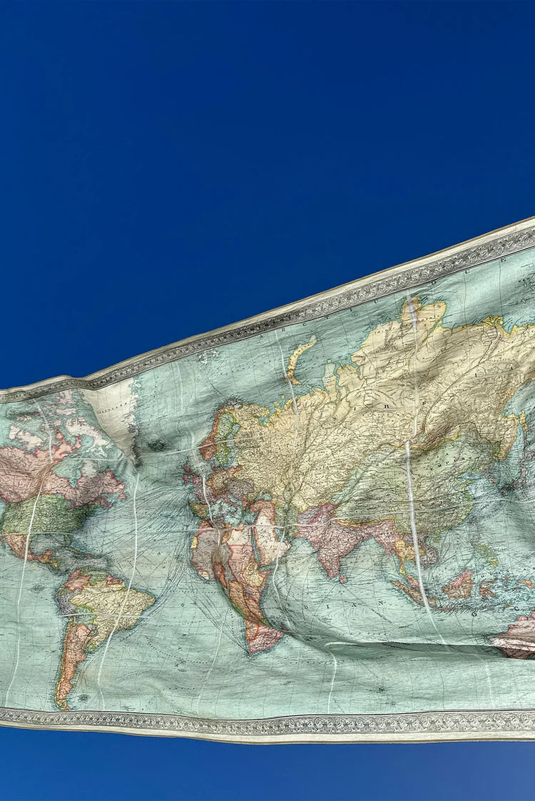 '1914 Nautical World Map' Linen Tablecloth - 65"x118"