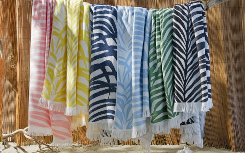 Zebra Palm Beach Towel - Navy