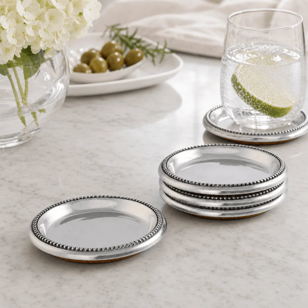Beaded Coasters, Set of 4