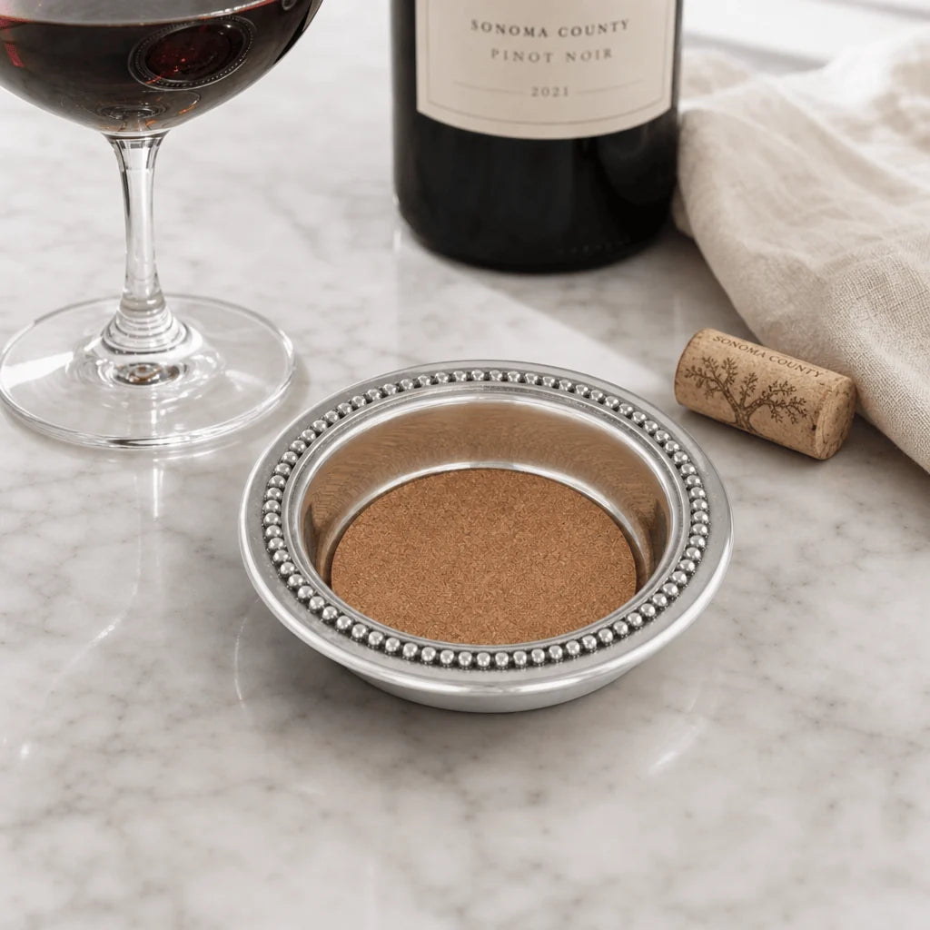 Beaded Wine Coaster in Silver-Tone