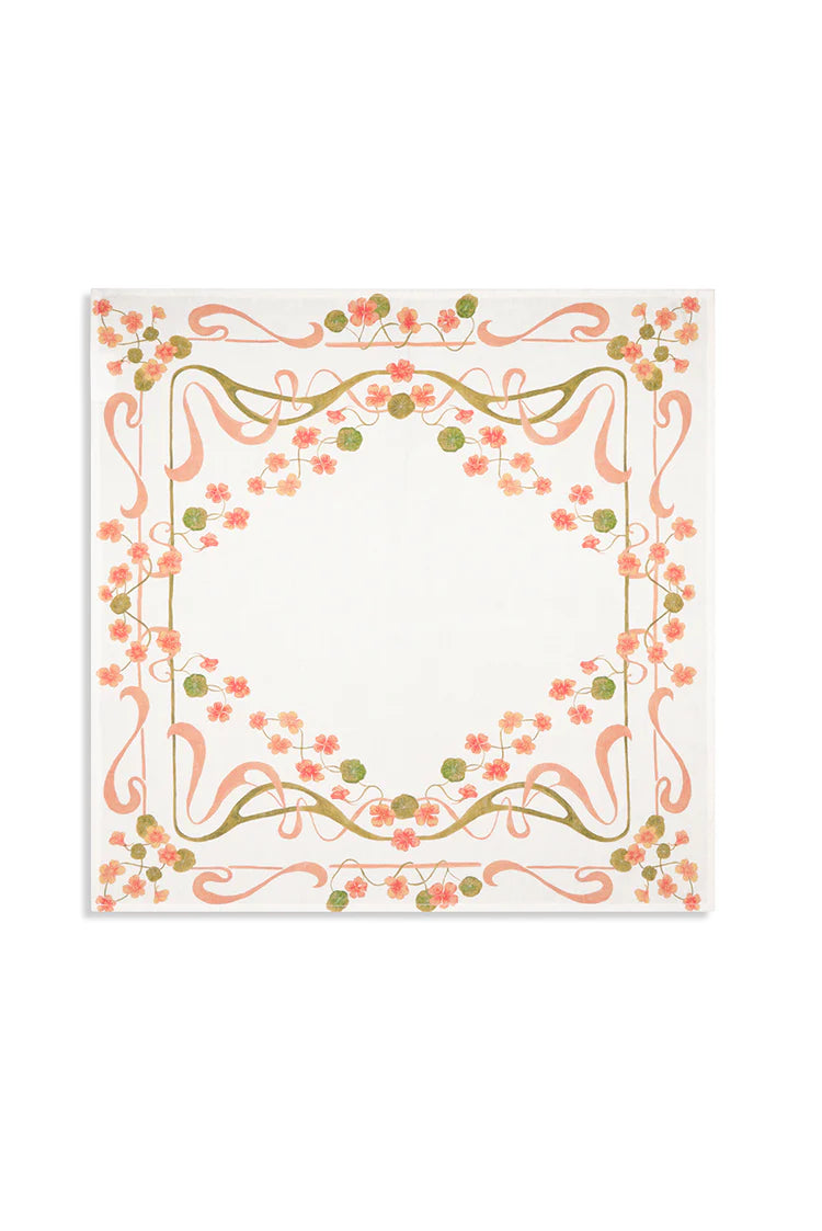 Capucines Linen Napkin - Peach & Avocado Green - 20 X 20"