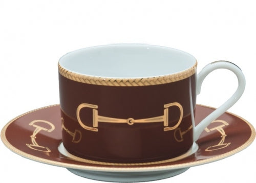 Cheval Chestnut Brown Tea Cup and Saucer