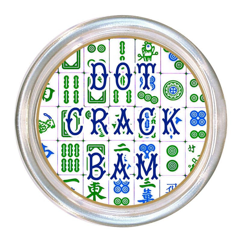 Dot Crack Bam Mahjong Blue and Green Coaster