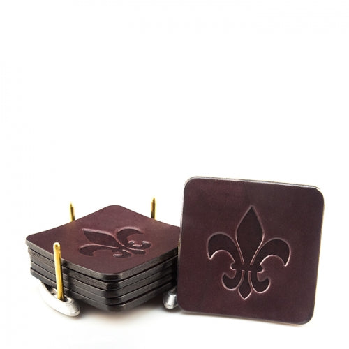 Custom Embossed Leather Coasters, Set of 6