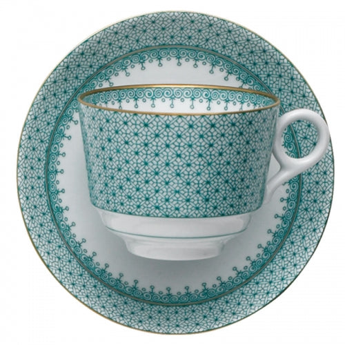 Green Lace Teacup and Saucer