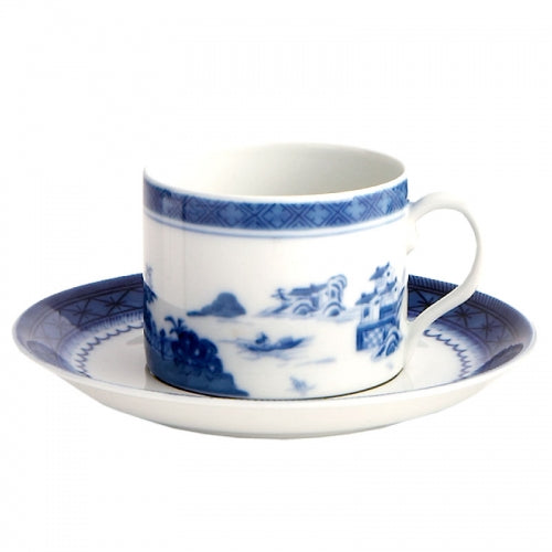 Blue Canton Can Teacup and Saucer