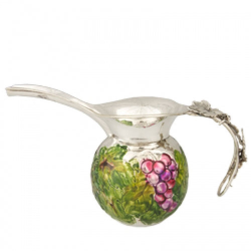 Sterling Silver and Enameled Jug with Grapes