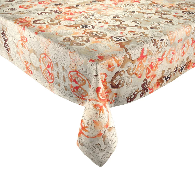 Giverny Tablecloth in Natural and Brown, 54"x126"