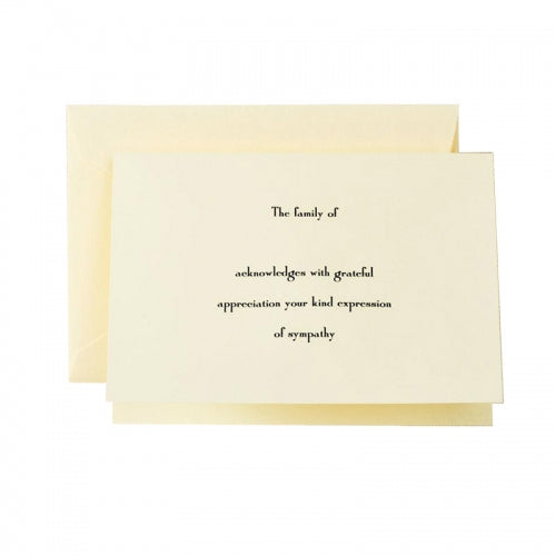 Ecru Sympathy Acknowledgement Notecards