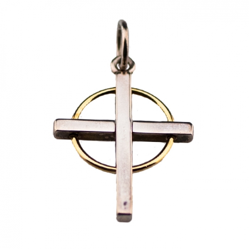 Large Sterling Silver/18k Celtic Cross Pendant Necklace
