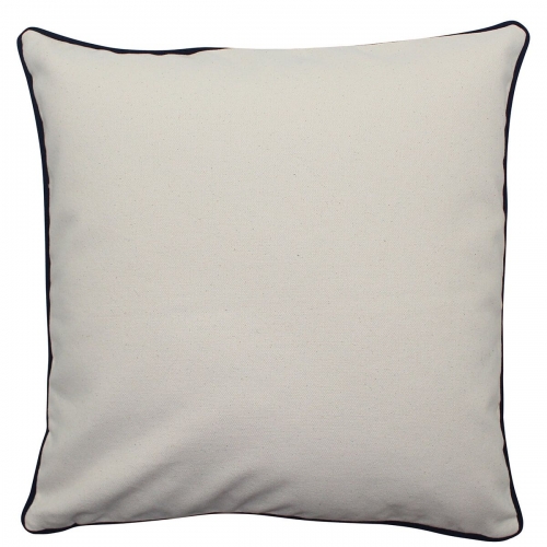 Large Natural Pillow with Navy Trim