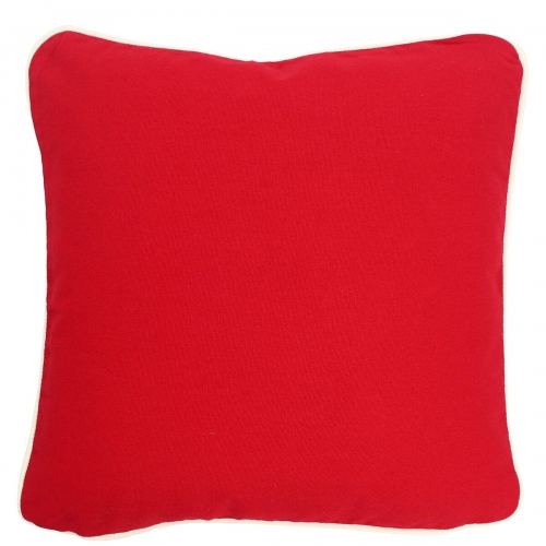Large Red Pillow with Natural Trim
