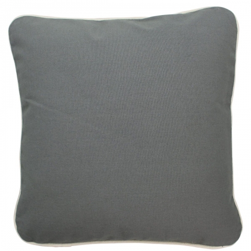 Large Gray Pillow with Natural Trim
