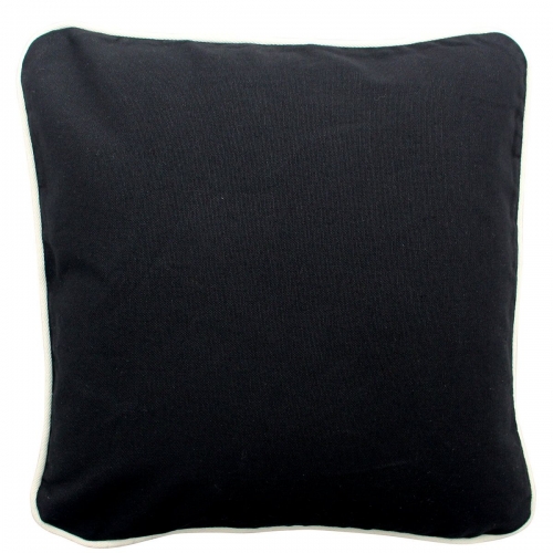 Black Pillow with Natural Trim