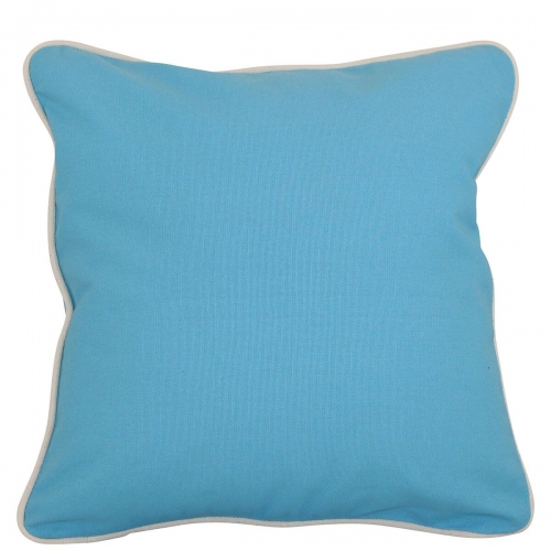 Large Baby Blue Pillow with Natural Trim