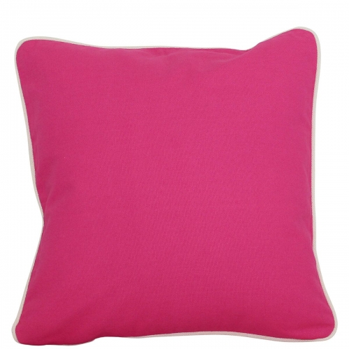 Large Hot Pink Pillow with Natural Trim