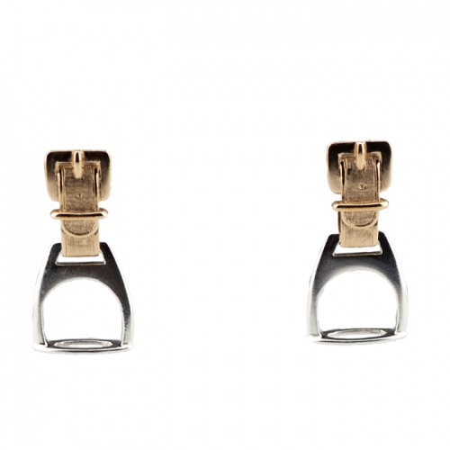 Sterling and Gold Stirrup Pendant Earrings