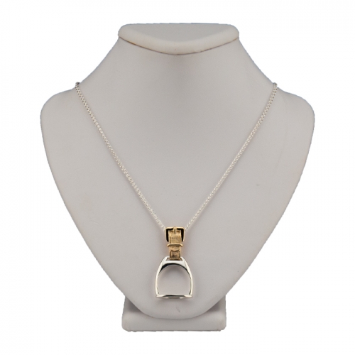 Sterling Silver and Gold Stirrup Pendant Necklace 