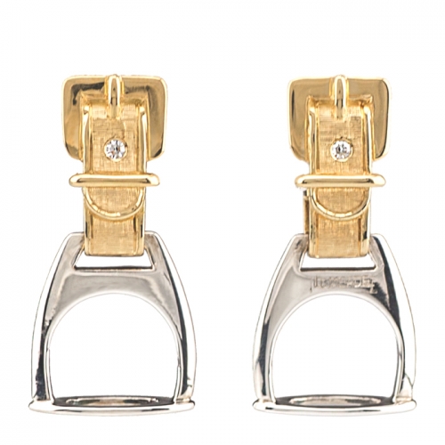 Gold and Sterling Stirrup Earrings