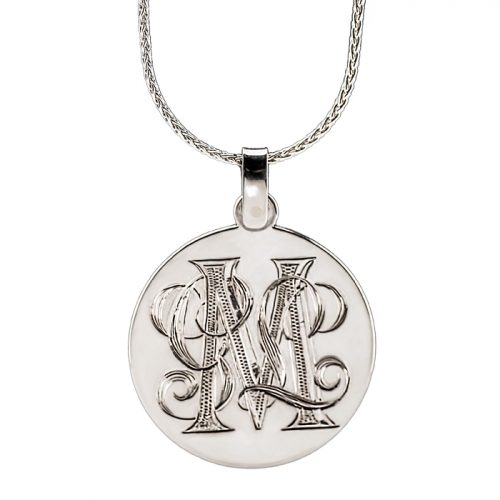 Hand-Engraved Sterling Silver Disc Pendant  Large