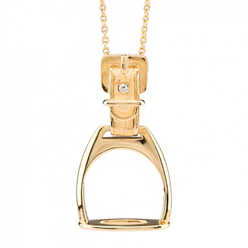 Gold Stirrup with Diamond Necklace