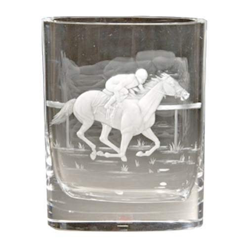 Race Horse Engraved Vase 9.5