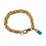 Gold Byzantine Link Bracelet 8\ Length
14kt Gold
Enamel Charm - Shown with Blue (Customer Color Choice Available)