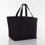 Large Solid Black Boat Tote