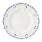 Grenville Salad Plate Perfectly round, this salad or dessert plate is an ideal finishing touch for sophisticated dining. Recognized as a traditional pattern but suited to the more contemporary style, the Grenville design allows you to appreciate the translucency and delicacy of the fine bone china. The pattern features a gently fluted body creating an impression of timeless English elegance with the color being traditional mazarine blue giving a soft and restrained feel following a firing deep into the glaze. 