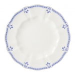 Grenville Dinner Plate Perfectly round, this dinner plate is an ideal finishing touch for sophisticated dining. Recognized as a traditional pattern but suited to the more contemporary style, the Grenville design allows you to appreciate the translucency and delicacy of the fine bone china. The pattern features a gently fluted body creating an impression of timeless English elegance with the color being traditional mazarine blue giving a soft and restrained feel following a firing deep into the glaze. 
