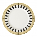 Satori Black Bread and Butter Plate Flat rim shape, this contemporary bread and butter, side or cake plate is an ideal finishing touch for a modern tablescape. Using a symmetrical pattern in this contemporary design with an inspired interpretation representing longevity in wishing a harmonious and unified life, exemplifying a mixture of cultures and traditions which advocates the idea of western culture meeting east in offering a luxurious style to suit any fine dining experience. 