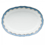 Fish Scale Blue Oval Platter 15\  15\ Length x 11.5\ Width


