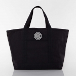 Large Solid Black Boat Tote