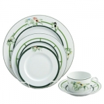 Silks Five Piece Place Setting Includes:  

Dinner Plate (36158) 
Salad/Dessert Plate (36159)
Cup and Saucer (37469)
Bread & Butter Plate (36160)

Care & Use:  Dishwasher and microwave safe.  Hand wash recommended.

