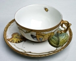 Antique Forest Leaves Tea Cup and Saucer 