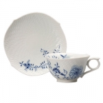 Blue Onion Vine Relief Tea Cup and Saucer 