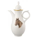 Bluegrass Coffee Pot 48 ounces

White with 24K gold edge and hand-painted equine pattern
