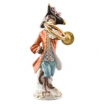 French Horn Player Figurine Created in 1753 by the highly gifted Johann Joachim Kaendler (1706-1775), the French Horn Player is one of the 21 imaginative creations playing in the Monkey Orchestra.