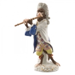 Flutist Player Figurine Created in 1753 by the highly gifted Johann Joachim Kaendler (1706-1775), the \Flutist\ is one of the 21 imaginative creations playing in the Monkey Orchestra.