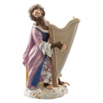 Harpist Figurine Created in 1753 by the highly gifted Johann Joachim Kaendler (1706-1775), the \Harpist\ is one of the 21 imaginative creations playing in the Monkey Orchestra.