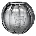 Mare & Foal Engraved Globe Vase 10 x 10