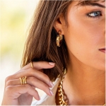 Cleopatra Hoop Earrings - Gold/Blue Labradorite 