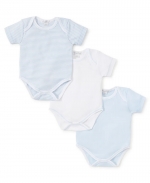 Simple Stripes 3 Pack Bodysuit Set, 6-9M - Lt Blue