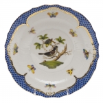 Rothschild Bird Blue Border Salad Plate, Motif #1 The well-known Rothschild Bird design is made even more elaborate and elegant with the addition of a scalloped blue edge treatment bordered in 24kt gold. 