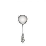 Rose Point Sterling Gravy Ladle Inspired by the Venetian lace of the traditional rose point wedding veil, this pattern features a full-blown rose-the symbolic flower of love-floating amid a web of silver lace and a pearl of geometric regularity. Introduced in 1934, the Venetian Renaissance styling captures the lost art of hand-sewn lace while keeping the magic of the wedding and mood of eternal romance alive as you use it day after day for family meals and special occasions.

Polish your sterling silver once or twice a year, whether or not it has been used regularly. Hand wash and dry immediately with a chamois or soft cotton cloth to avoid spotting.