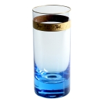 Gold Horses Aquamarine Highball Handcrafted Lead-Free Crystal from the Czech Republic
