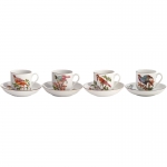 Chelsea Bird Set of Four Tea Cups and Saucers 