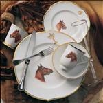 Bluegrass Five PPS Bluegrass 5 Piece Place Setting 

Includes: 11\ Dinner Plate, 8 3/4\ Salad/Dessert Plate, 7 1/2\ Bread & Butter, and 6 oz. Cup & Saucer

White with 24K gold edge and hand painted equine pattern

Hand-painted porcelain

This is a limited edition.  Please contact us for more details.