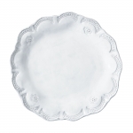 Incanto White Lace Dinner Plate The Incanto White Lace Dinner Plate was inspired by antique lace owned by the artisan\'s grandmother. Mix and match the Incanto white lace dinner plates with our other patterns to create your own unique setting.

Dishwasher safe - We recommend using a non-citrus, non-abrasive detergent on the air dry cycle and not overloading the dishwasher. Hand washing is recommended for oversized items.

Microwave safe - The temperature of handmade, natural clay items may vary after microwave use. We recommend allowing items to cool before taking them out of the microwave or using an oven mitt.

Freezer safe - Items can withstand freezing temperatures, but please allow them to return to room temperature before putting them into the oven.