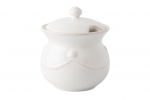 Berry & Thread Whitewash Lidded  Sugar Pot  Juliska\'s ceramic stoneware is made in Portugal and is oven, microwave, dishwasher and freezer safe.
4.5\ Height
16 Ounces